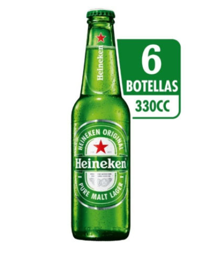 Pack 6un Cerveza Heineken 5° 330cc