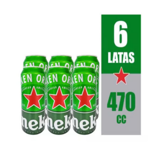 Pack 6un Cerveza Heineken 5° 470cc