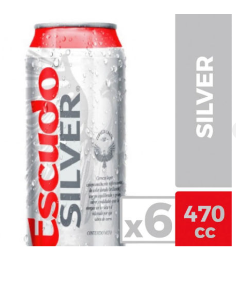 Pack 6un Cerveza Escudo silver 470cc