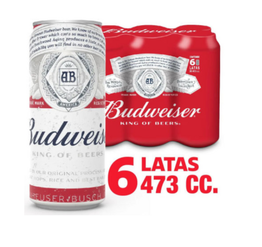 Pack 6un Cerveza Budweiser 473cc