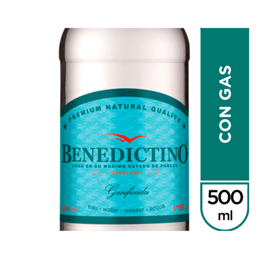 Agua Purificada c/gas 500cc Benedictino